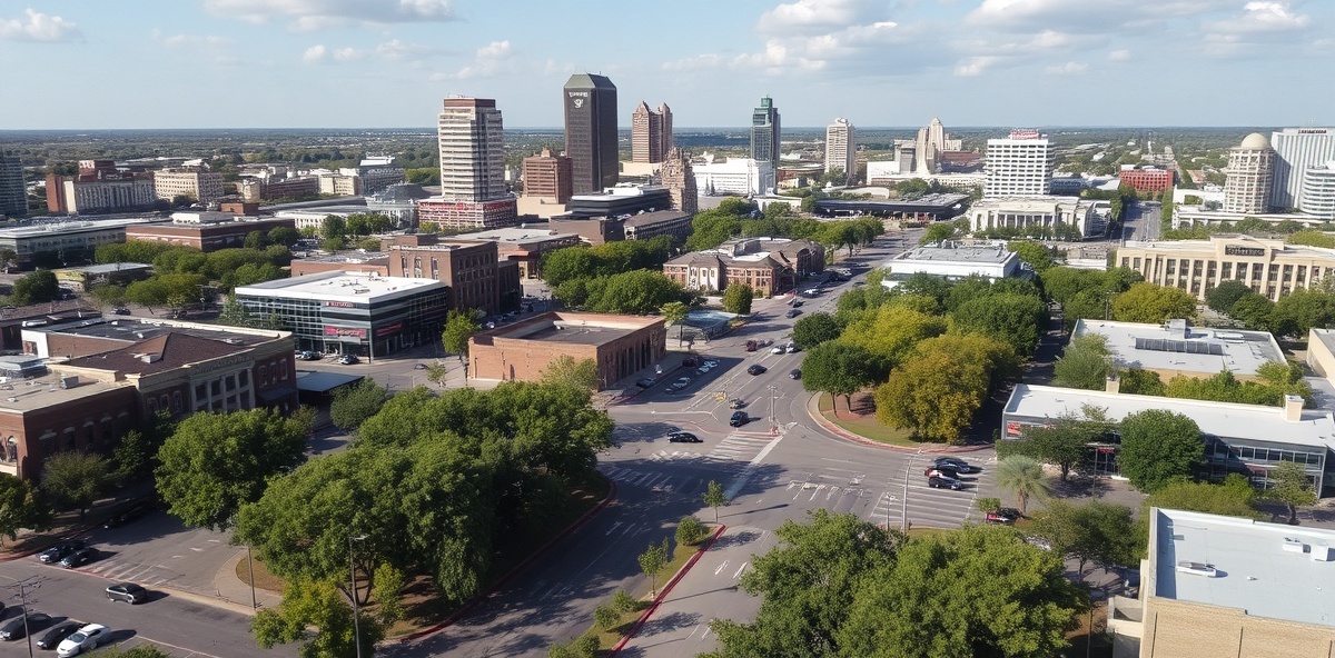 Garland, Texas streetscape and skyline in the northeastern Dallas–Fort Worth area